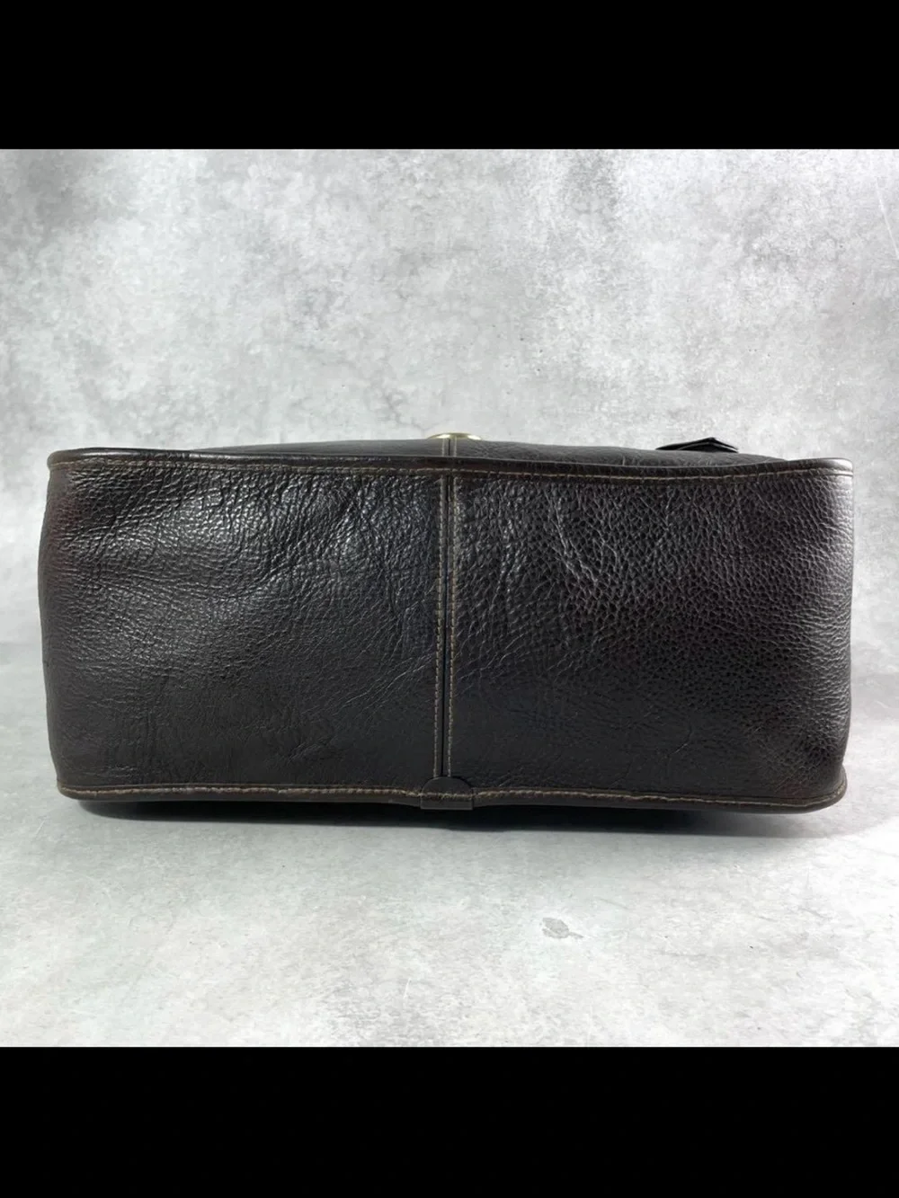 Mulberry Dark Brown Leather Messenger Bag with Brass Hardware